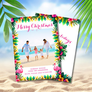 Merry Christmas Tropical Coastal Photo Holiday Card