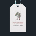 Merry Christmas Tropical Palm Trees Beach  Gift Tags<br><div class="desc">Merry Christmas holiday gift tag,  with a beach palm trees and string lights illustration. With customisable typography lettering,  you add your own information. A tropical addition to your holiday cards and gifts.</div>