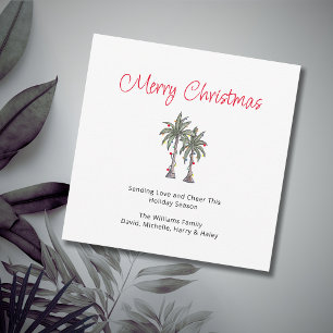Merry Christmas Tropical Palm Trees Beach Holiday Card
