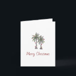 Merry Christmas Tropical Palm Trees Beach Holiday  Card<br><div class="desc">Merry Christmas greeting card,  with a palm trees and string lights illustration. With customisable typography lettering,  you add your own information. A tropical way to send holiday wishes to friends and family from the beach.</div>