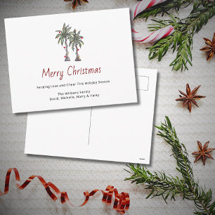 Merry Christmas Tropical Palm Trees Beach  Holiday Postcard