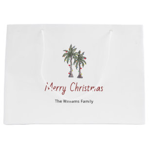 Merry Christmas Tropical Palm Trees Beach  Large Gift Bag