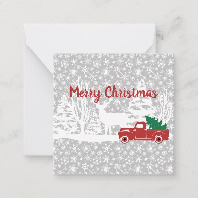 Merry Christmas truck and deer Card (Front)