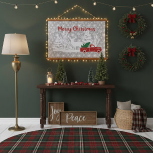 Merry Christmas truck and deer  Hanging Tapestry