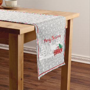 Merry Christmas truck and deer Medium Table Runner