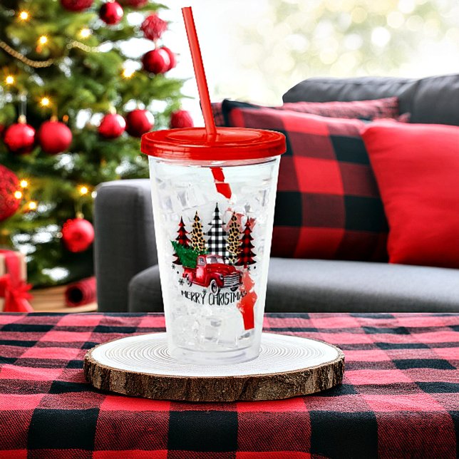 Merry Christmas truck and trees Acrylic Tumbler (Creator Uploaded)