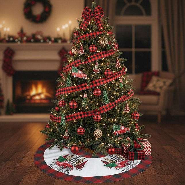Merry Christmas truck and trees Brushed Polyester Tree Skirt (Creator Uploaded)