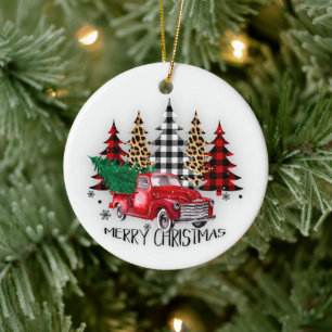 Merry Christmas truck and trees Ceramic Tree Decoration