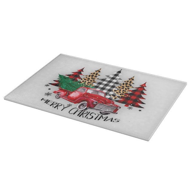 Merry Christmas truck and trees Cutting Board (Corner)