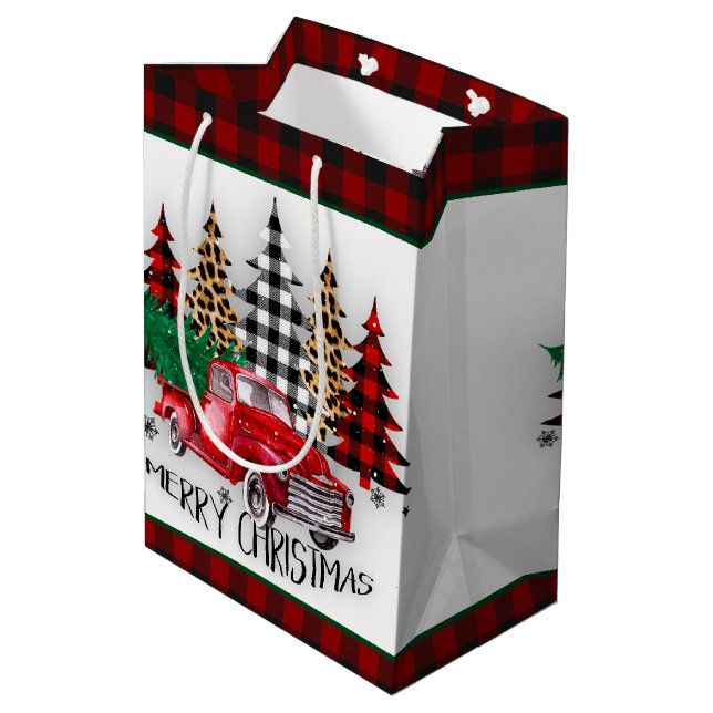 Merry Christmas truck and trees Medium Gift Bag (Back Angled)
