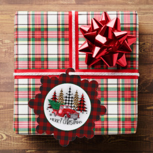 Merry Christmas truck and trees Tree Decoration Card