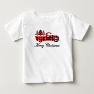Merry Christmas Truck Cheetah Trees Baby T-Shirt