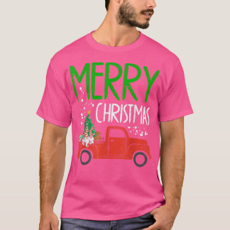 Merry Christmas Truck Christmas Tree Gnome Holiday T-Shirt