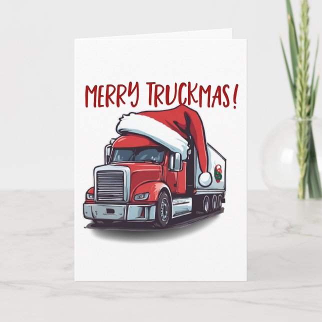 Merry Christmas Truck Driver Semi Truckmas Funny Thank You Card (Front)