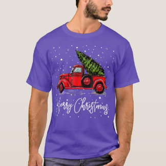 Merry Christmas Truck Red With Tree Xmas Pajama Fu T-Shirt