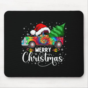Merry Christmas Truck Tree Santa Hat Lights Matchi Mouse Mat