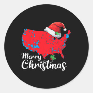 Merry Christmas Trump Patriotic Usa Map 2024 Santa Classic Round Sticker