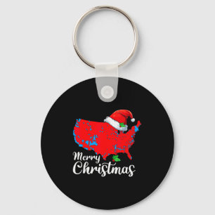Merry Christmas Trump Patriotic Usa Map 2024 Santa Key Ring
