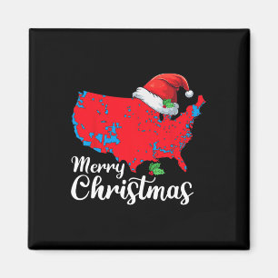 Merry Christmas Trump Patriotic Usa Map 2024 Santa Magnet