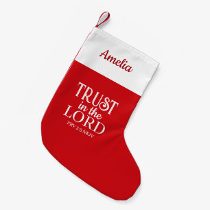 Merry Christmas Trust in the Lord Bible Verse Red Small Christmas Stocking