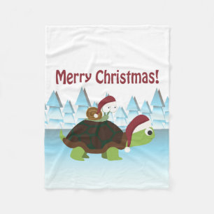 Merry Christmas! Turtle and Snail Fleece Blanket