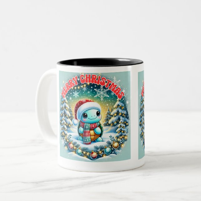 Merry Christmas Turtle Greeting Mug (Front Left)