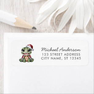 Merry Christmas Turtle in Santa Hat Return Address
