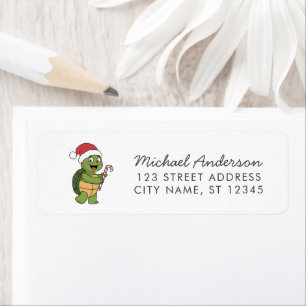 Merry Christmas Turtle in Santa Hat Return Address