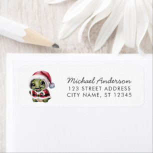 Merry Christmas Turtle in Santa Hat Return Address