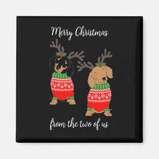 Merry Christmas Two Decked Out Dachshunds Magnet