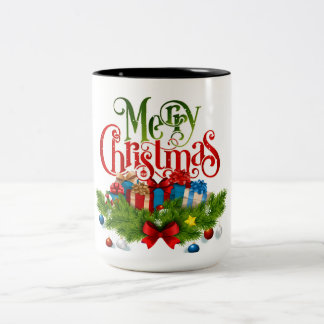 merry christmas Two-Tone coffee mug