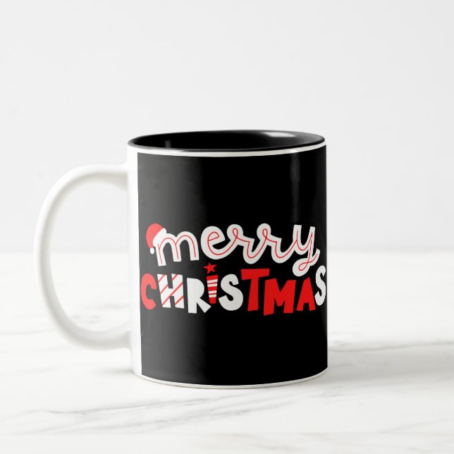 Merry Christmas Two-Tone Coffee Mug (Left)