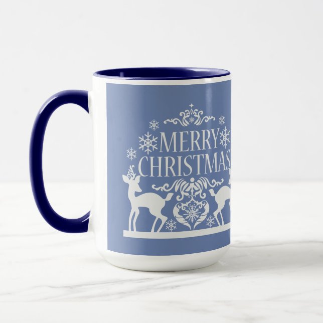 Merry Christmas Two Tone Mug-Blue Mug (Left)