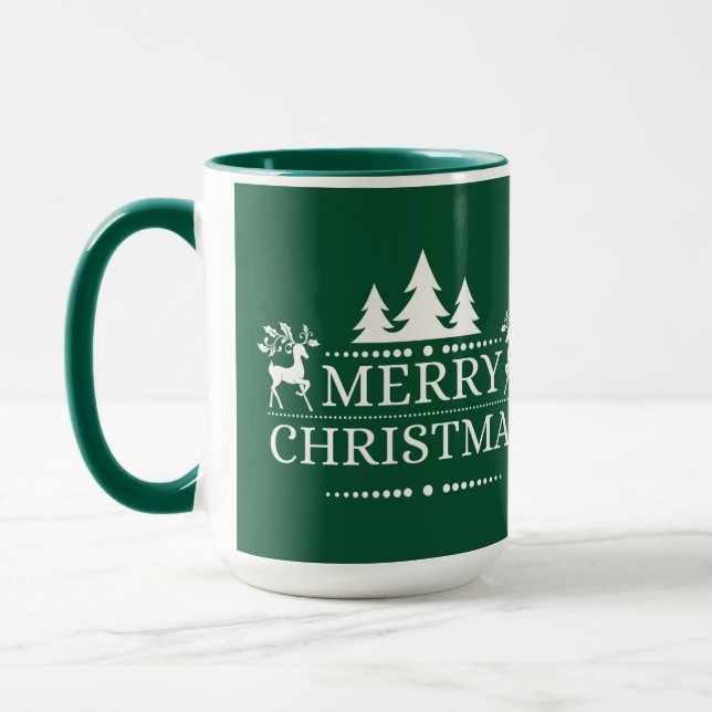 Merry Christmas Two Tone Mug-Green Mug (Left)