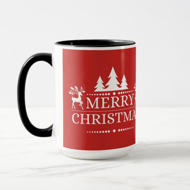 Merry Christmas Two Tone Mug-Red Mug (Left)