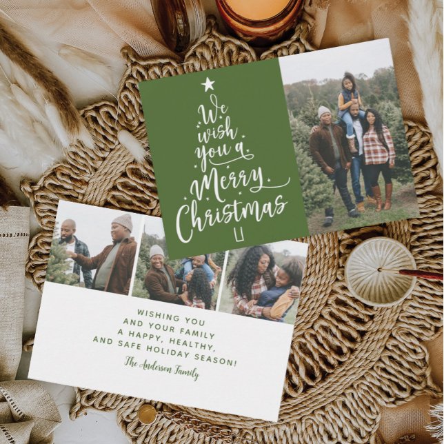 Merry Christmas Type Tree Photo Christmas Cards (Creator Uploaded)