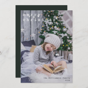 Merry Christmas Typewriter Font Picture Photo Holiday Card