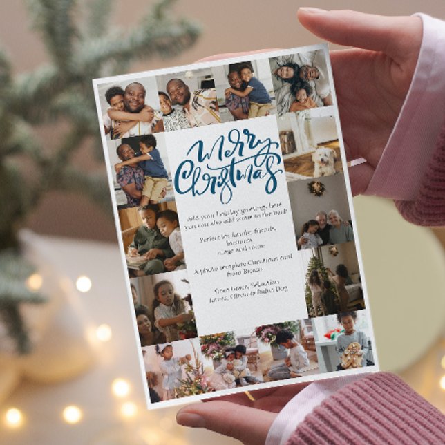 Merry Christmas Typography 17 Photo Holiday Card (Merry Christmas Typography 17 Photo Holiday Cards from Ricaso. Great for family, friends, business.)