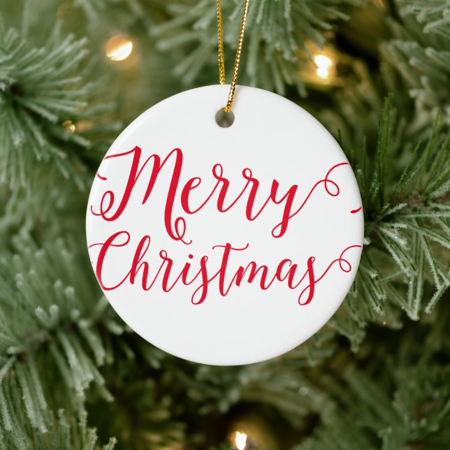 Merry Christmas typography 20XX Minimal Simple Ceramic Tree Decoration (Tree)