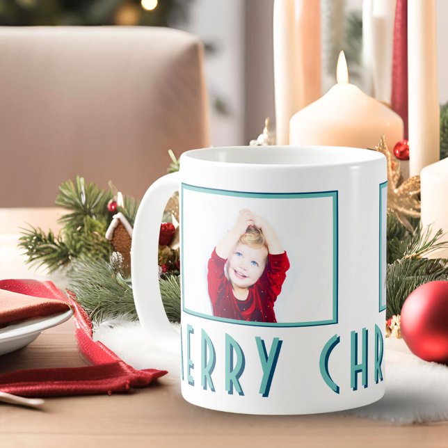 Merry Christmas Typography 2 Photos Coffee Mug (Creator Uploaded)