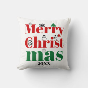 Merry Christmas typography and vintage elements Cushion