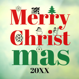 Merry Christmas typography and vintage elements Window Cling