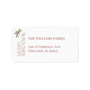 Merry Christmas Typography Botanical Xmas Label