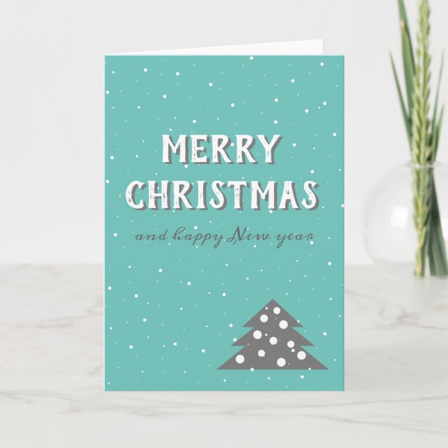 Merry Christmas Typography Christmas Tree Holiday Card (Front)