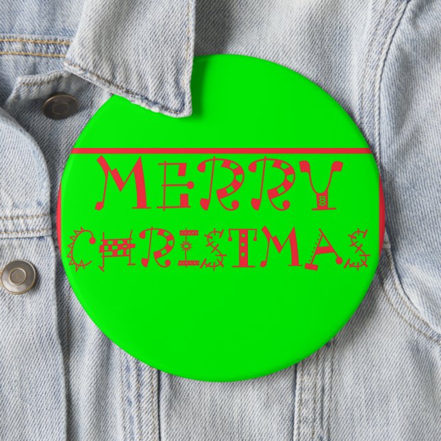 Merry Christmas Typography Design: A Festive Retro 6 Cm Round Badge (In Situ)