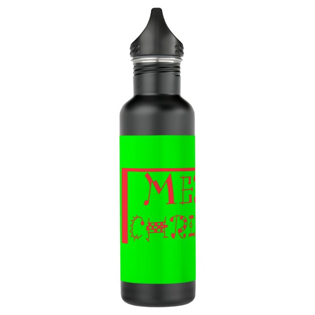 Merry Christmas Typography Design: A Festive Retro 710 Ml Water Bottle (Left)