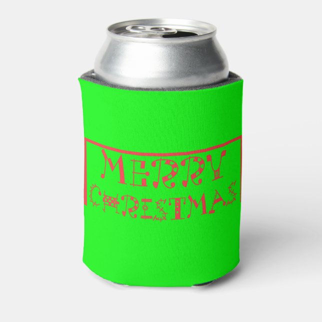 Merry Christmas Typography Design: A Festive Retro Can Cooler (Can Back)