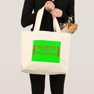 Merry Christmas Typography Design: A Festive Retro Large Tote Bag