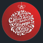 Merry Christmas Typography Design Round Sticker<br><div class="desc">Celebrate the most wonderful time of the year and personalise your Christmas gifts during the holiday season in the most convenient way with Christmas stickers. Featuring a gorgeous White "Merry Christmas And Happy New Year" typography design against gradient red background, this Classic Round Sticker is perfect for adding a custom...</div>