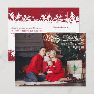 Merry Christmas Typography Family PHOTO wishes Pos Postcard